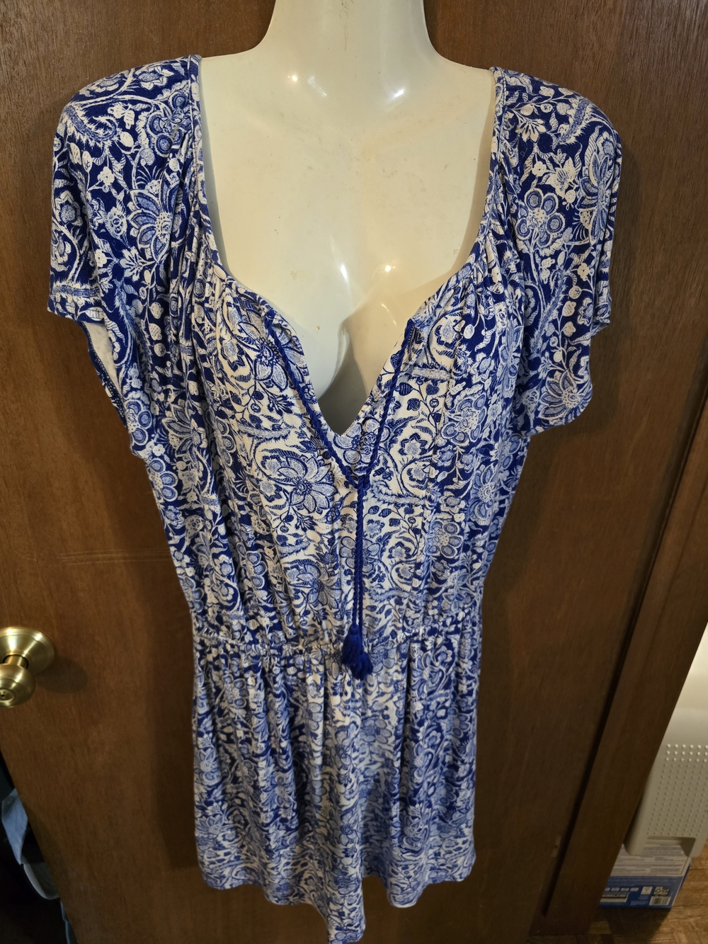 Lucky Brand Blue and White Floral Midi Dress